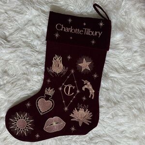 NEW Charlotte Tilbury Stocking Embroidered 2025 Maroon Gold